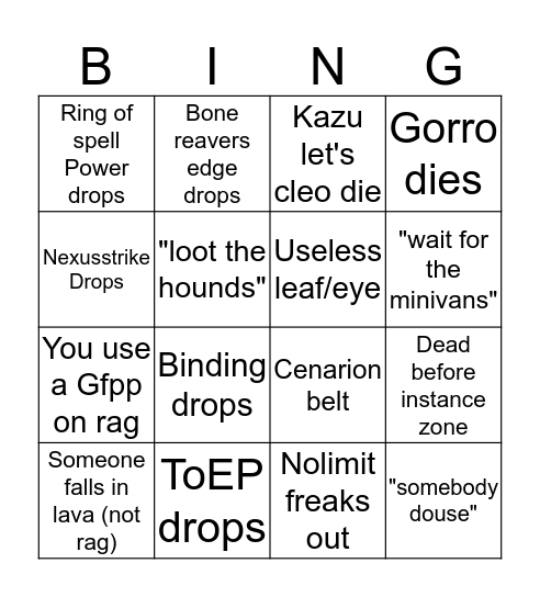 Vintage Molten core bingo Card