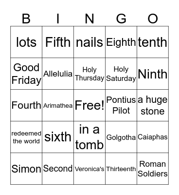 Lenten Bingo Card Bingo Card