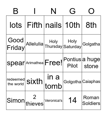 Lenten Bingo Card Bingo Card
