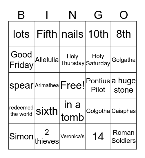 Lenten Bingo Card Bingo Card