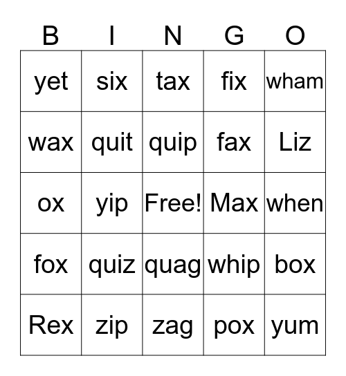 Lessons 30 - 33 Bingo Card