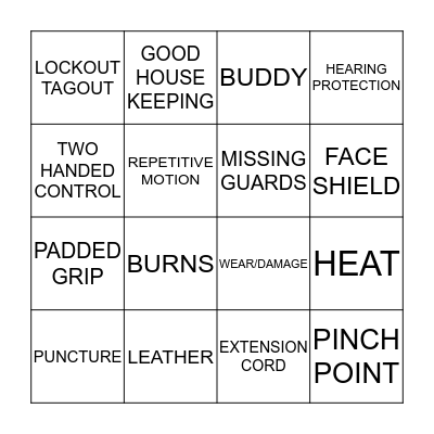 SAFETY BINGO Card