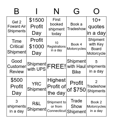 VAT Department  Bingo Card