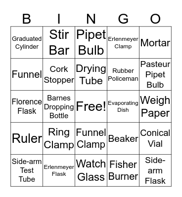 Glassware Bingo Card