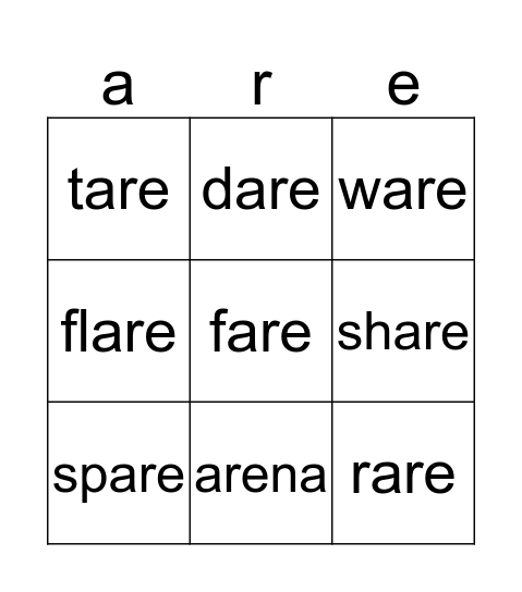 are words Bingo Card