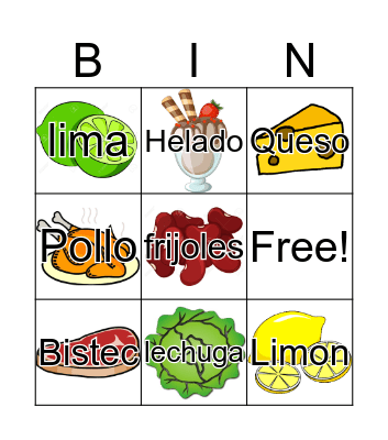 La Comida Bingo Card