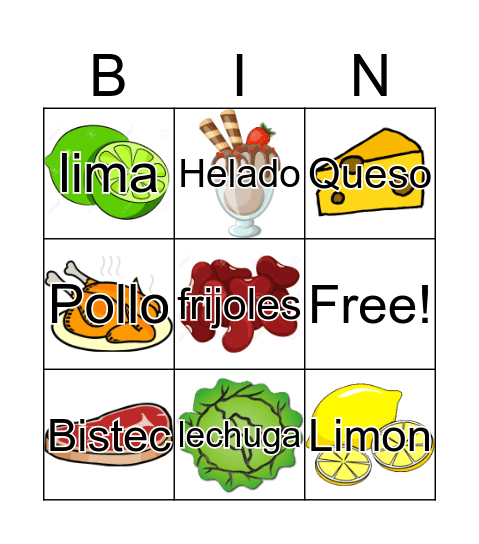 La Comida Bingo Card