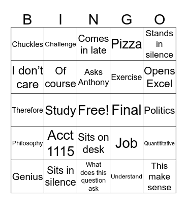 Accounting Bingo Card