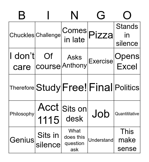 Accounting Bingo Card