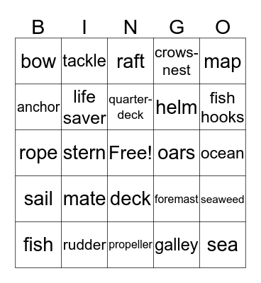Nautical Bingo Card
