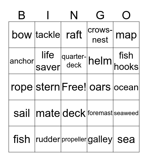 Nautical Bingo Card