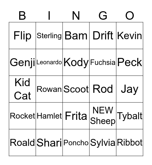 Animal Crossing: New Horizons Starters Bingo Card