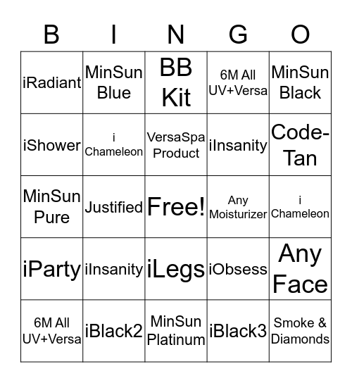 Versa Bingo Card