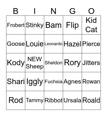 Animal Crossing: New Horizons Starters Bingo Card