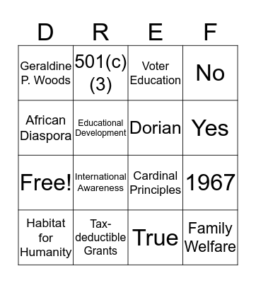 Delta  Bingo Card