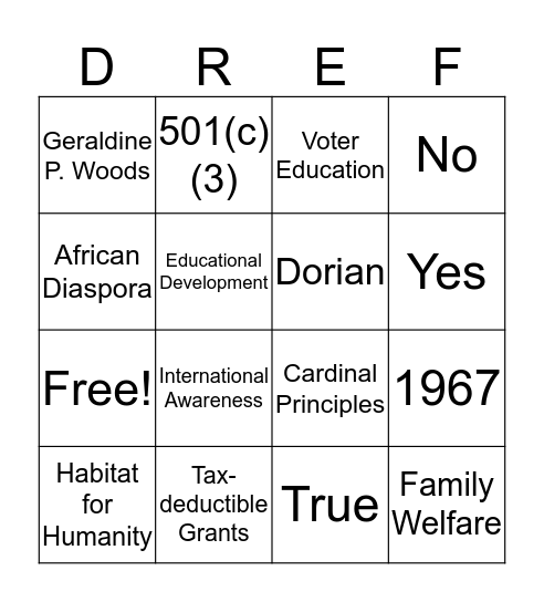 Delta  Bingo Card