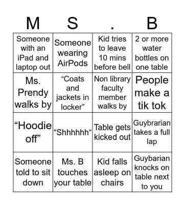 Library Bingo Card
