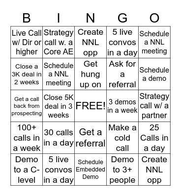 SALES BINGO Card