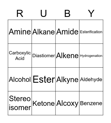 Bingo Chemistry Bingo Card