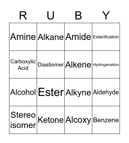 Bingo Chemistry Bingo Card