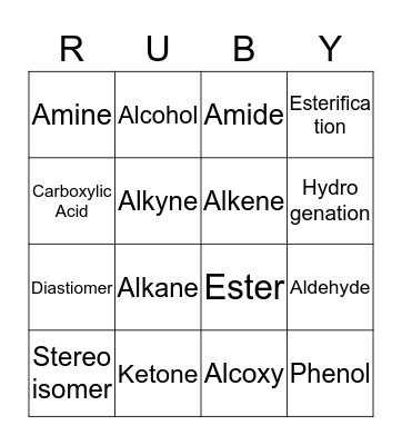 Bingo Chemistry Bingo Card
