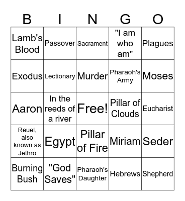 God Rescues the Chosen People Bingo Card