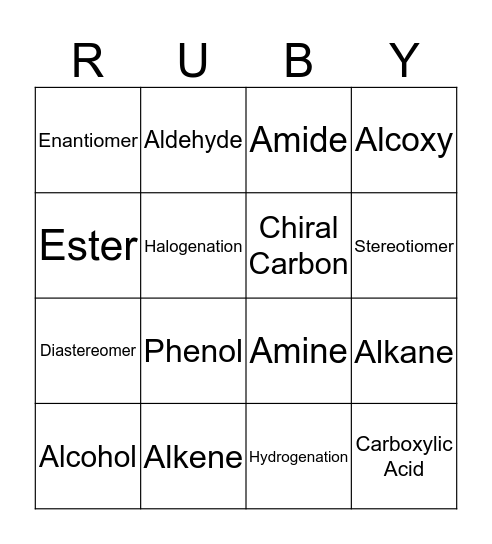 Bingo Chemistry Bingo Card