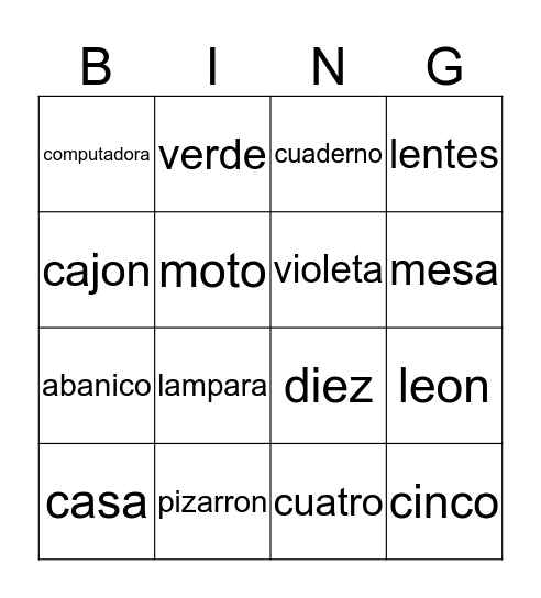 loteria Bingo Card