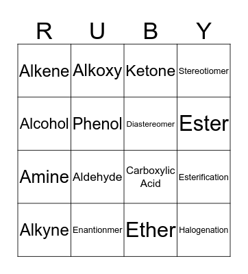 Bingo Chemistry Bingo Card