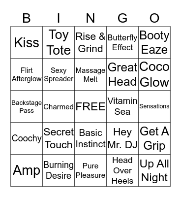 Pure Romance Bingo Card