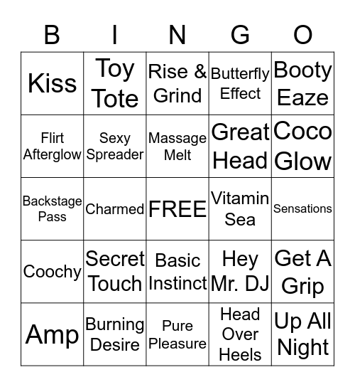 Pure Romance Bingo Card