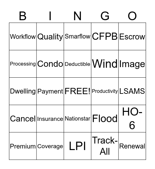 Bingo with Nationstar Processing Bingo Card