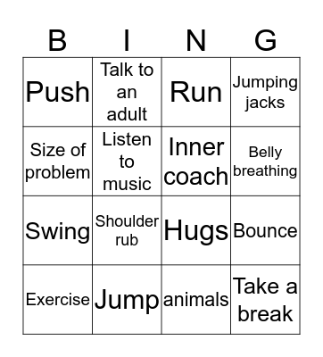 Things that make you calm Bingo Card