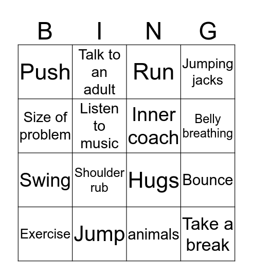 Things that make you calm Bingo Card
