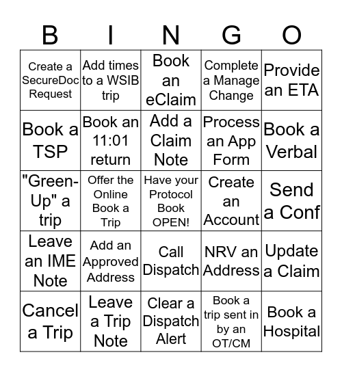 Protocol Book Bingo Card