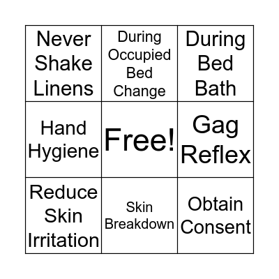 Client Hygiene Bingo Card