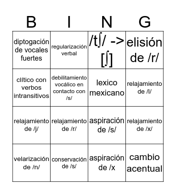 La Variedad Mexicana Bingo Card