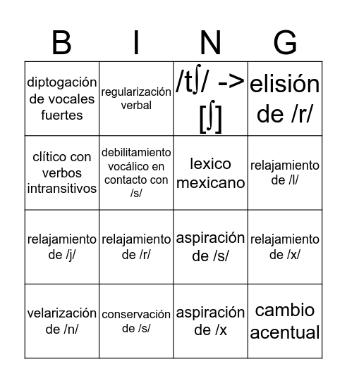 La Variedad Mexicana Bingo Card