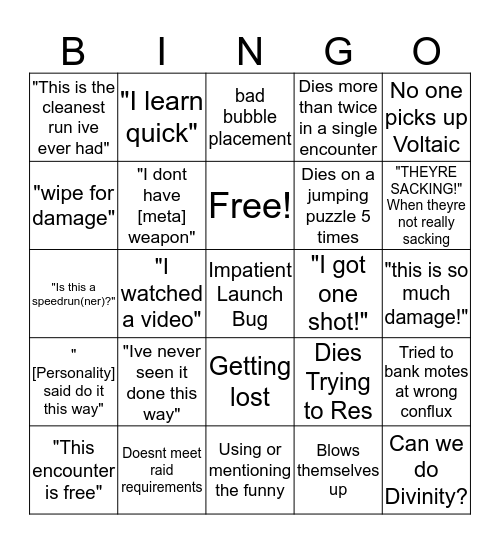 LFG Adventures Garden Bingo Card