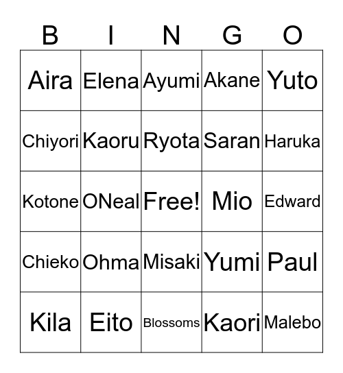Farewell Party for the Blossoms Bingo Card