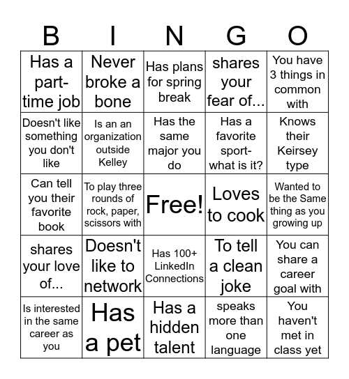 Find someone Who... Bingo Card