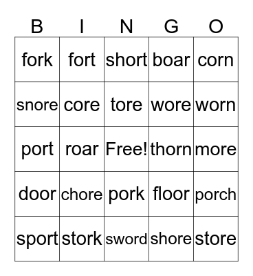 /or/ words Bingo Card