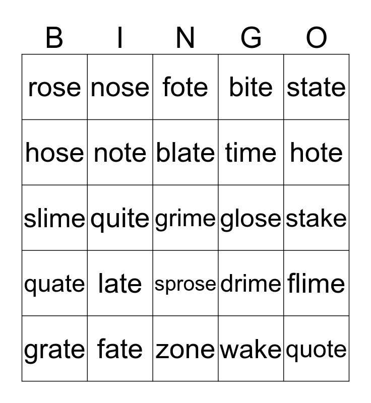 A E I E O E Bingo Card