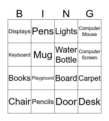 Everyday Items Photo Bingo Card