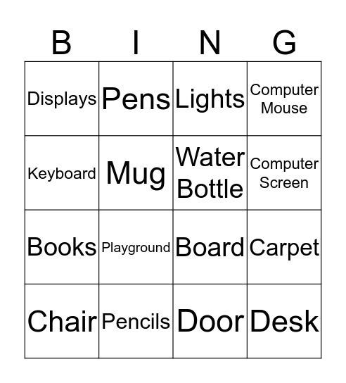 Everyday Items Photo Bingo Card