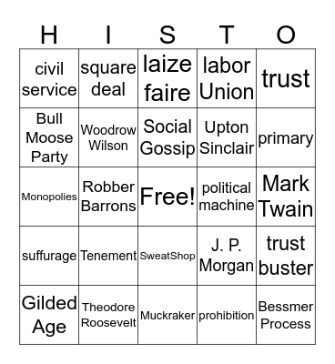 HISTO Bingo Card