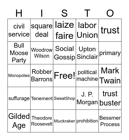 HISTO Bingo Card