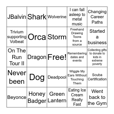 Getting To Know You Bingo Card