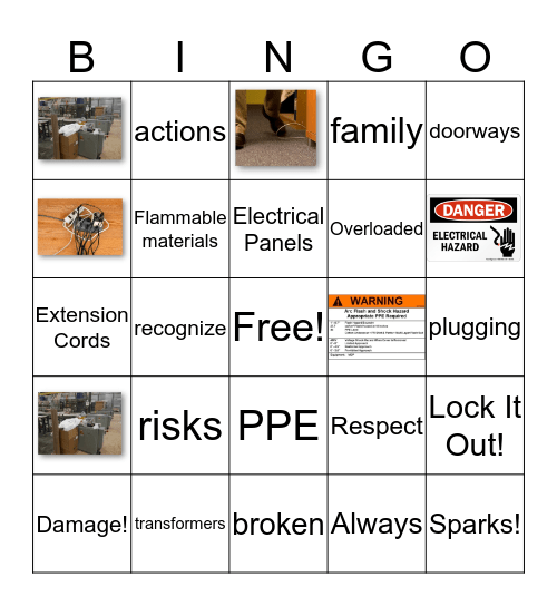 Electrical Safety Bingo Card