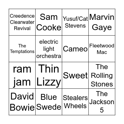 Artist (20) Bingo Card